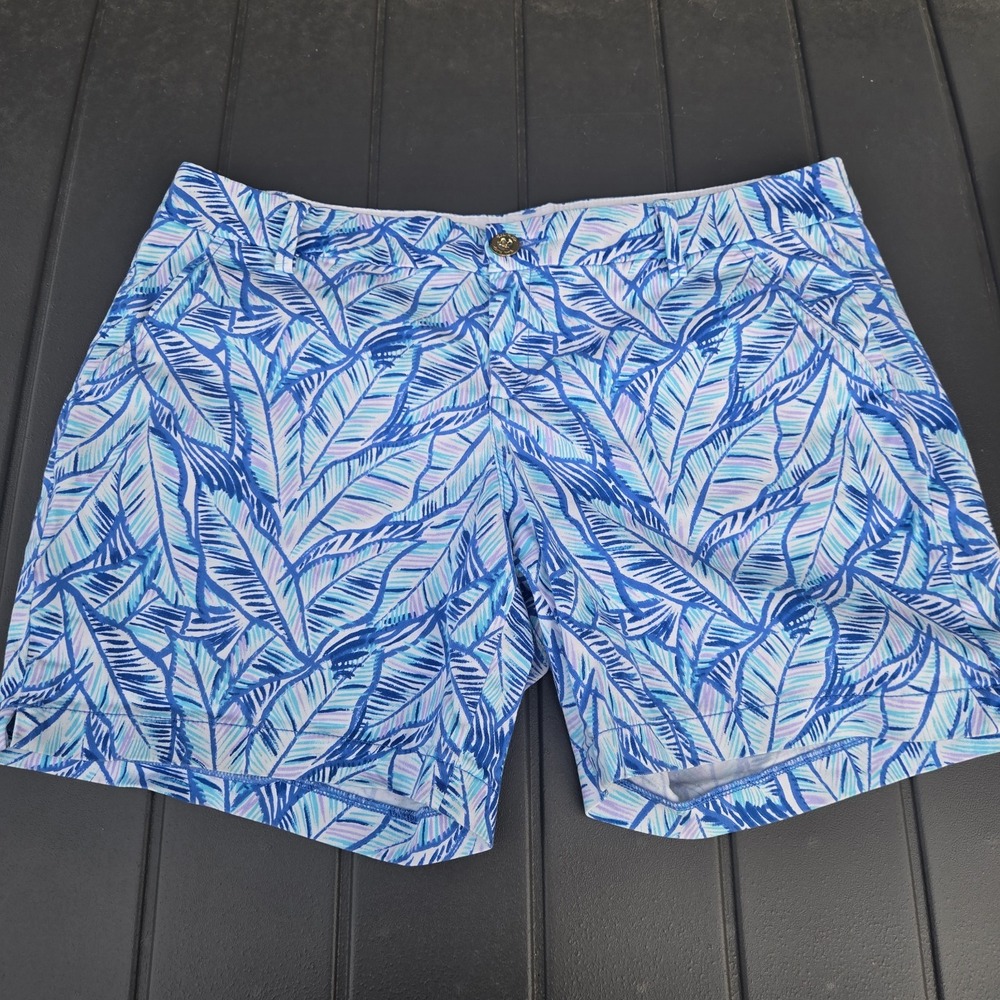 Lilly Pulitzer The Jayne Short Sz 14 Blue Leaf Print